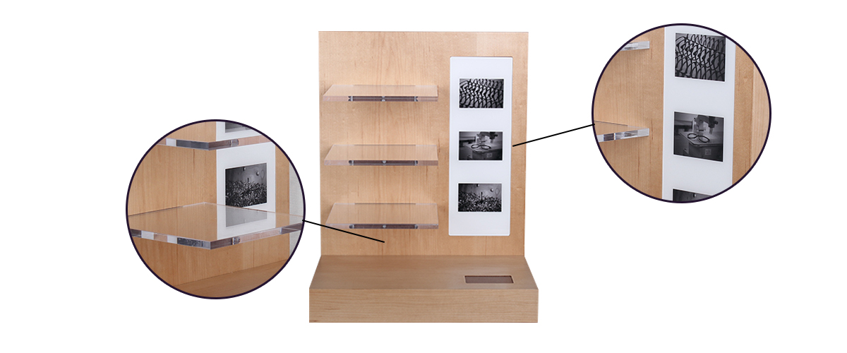 工廠定制的天然木地板和柜臺(tái)展示架，用于眼鏡，太陽(yáng)鏡和鏡片