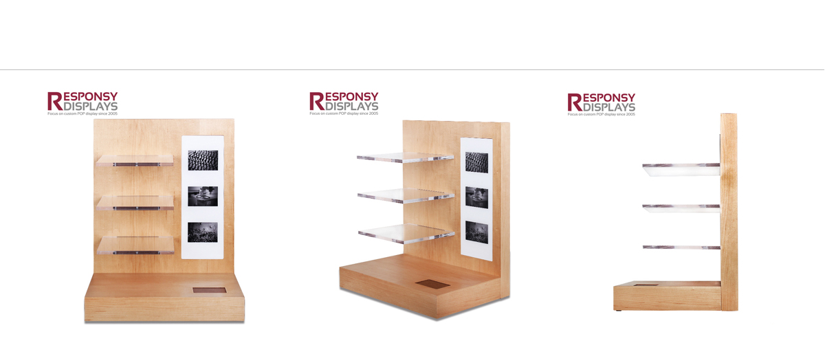 工廠定制的天然木地板和柜臺(tái)展示架，用于眼鏡，太陽(yáng)鏡和鏡片