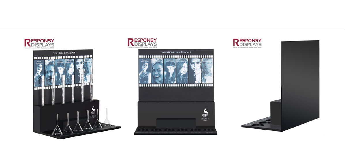 T4mm黑色啞光亞克力香水柜臺展示，化妝品促銷展架