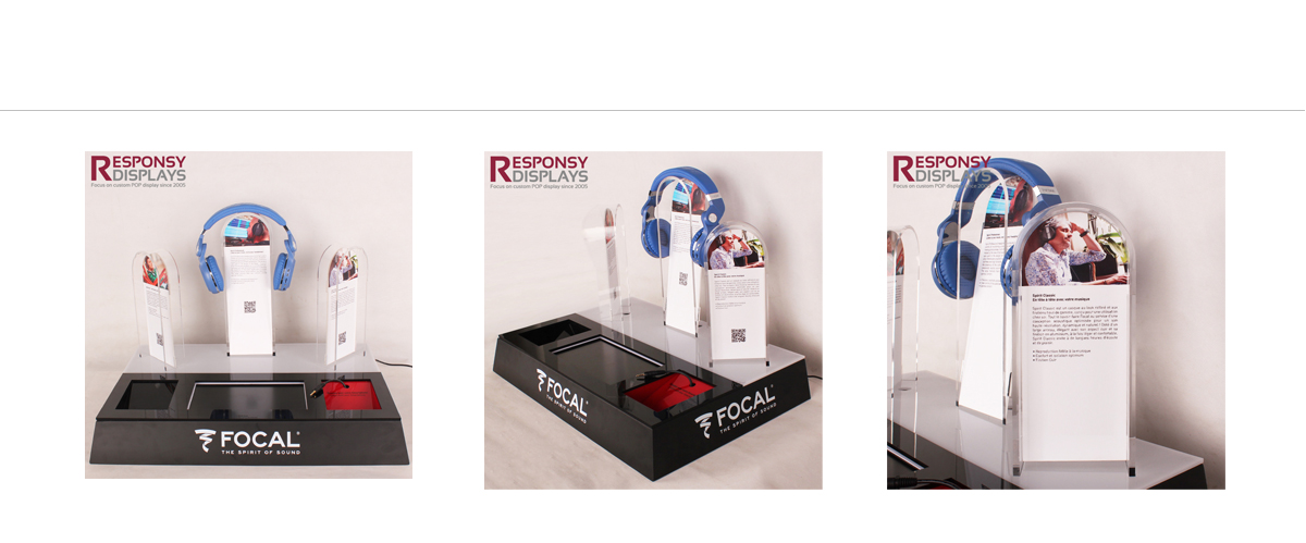 定制黑色PVC和亞克力燈塊HIFI音箱盒耳機展示架
